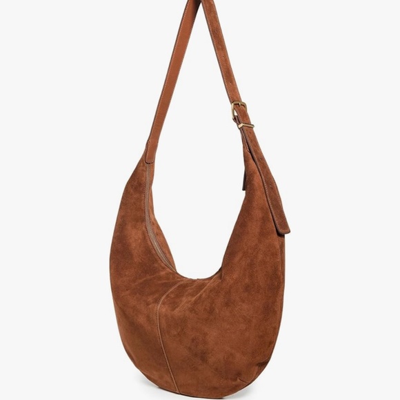 Madewell Handbags - MADEWELL Suede Slouch Sling Bag in Dark Brown Suede